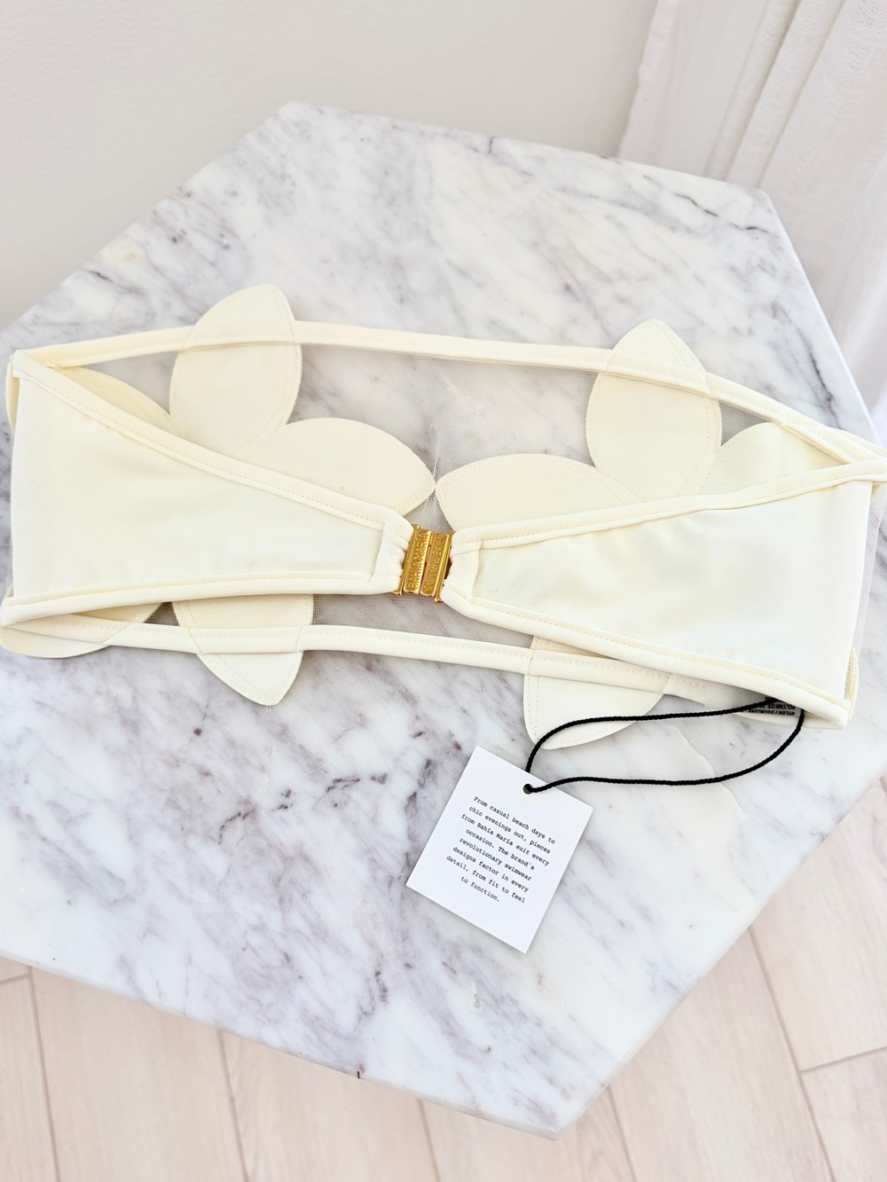 🌺 BAHIA MARIA x Anthropologie Plumeria Bikini Top Ivory White Mesh Illusion S - Picture 4 of 14